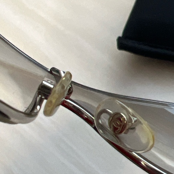Chanel CC Logo Rimless Sunglasses / Glasses Y2K Crystal Logo Silver Frame - Picture 12 of 12